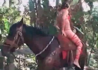 Sensual bestiality posing session