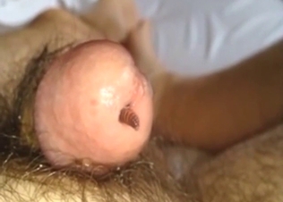 Dude has a worm making his hard dick twitch